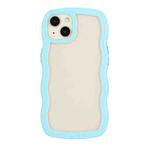 For iPhone 14 Plus  Candy Color Wave TPU Clear PC Phone Case(Blue)