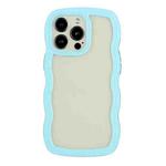 For iPhone 14 Pro Max Candy Color Wave TPU Clear PC Phone Case(Blue)