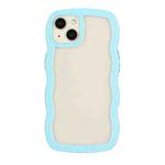 For iPhone 15 Plus Candy Color Wave TPU Clear PC Phone Case(Blue)