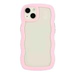 For iPhone 15 Candy Color Wave TPU Clear PC Phone Case(Pink)