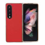 For Samsung Galaxy Z Fold3 5G Genuine Leather Luolai Series Nano Plating Phone Case(Red)