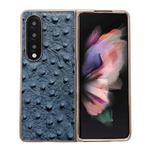 For Samsung Galaxy Z Fold3 5G Genuine Leather Ostrich Texture Nano Plating Phone Case(Blue)
