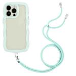 For iPhone 14 Pro Lanyard Candy Color Wave TPU Clear PC Phone Case(Green)