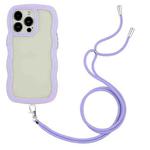 For iPhone 14 Pro Lanyard Candy Color Wave TPU Clear PC Phone Case(Purple)