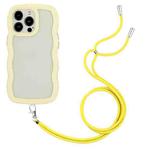 For iPhone 15 Pro Lanyard Candy Color Wave TPU Clear PC Phone Case(Yellow)