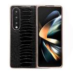 For Samsung Galaxy Z Fold4 5G Genuine Leather Weilai Series Nano Plating Phone Case(Black)
