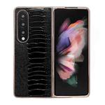 For Samsung Galaxy Z Fold3 5G Genuine Leather Weilai Series Nano Plating Phone Case(Black)