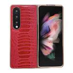 For Samsung Galaxy Z Fold3 5G Genuine Leather Weilai Series Nano Plating Phone Case(Red)