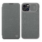 For iPhone 14 NILLKIN QIN Series Pro Leather Phone Case(Grey)