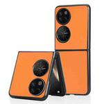 For Huawei P50 Pocket Plain Skin Litchi Texture Phone Case(Orange)