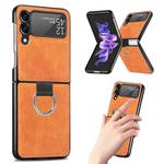 For Samsung Galaxy Z Flip3 5G Litchi Texture Phone Case with Ring(Orange)