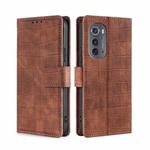 For Motorola Edge 2022 Skin Feel Crocodile Magnetic Clasp Leather Phone Case(Brown)