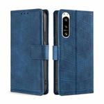 For Sony Xperia 5 IV Skin Feel Crocodile Magnetic Clasp Leather Phone Case(Blue)