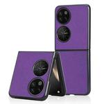 For Huawei P50 Pocket Cross Texture Phone Case(Purple)