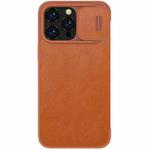 For iPhone 14 Pro NILLKIN QIN Series Pro Crazy Horse Texture Leather Case(Brown)