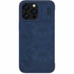 For iPhone 14 Pro NILLKIN QIN Series Pro Crazy Horse Texture Leather Case(Blue)