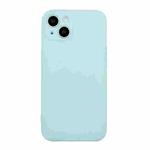 For iPhone 14 Plus  Straight Edge Solid Color TPU Shockproof Phone Case(Light Cyan)