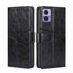 For Motorola Edge 30 Neo Geometric Stitching Leather Phone Case(Black)