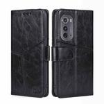 For Motorola Edge 2022 Geometric Stitching Leather Phone Case(Black)