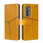 For Motorola Edge 2022 Geometric Stitching Leather Phone Case(Yellow)