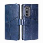 For Motorola Edge 2022 Geometric Stitching Leather Phone Case(Blue)