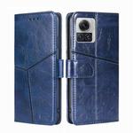 For Motorola Edge X30 Pro 5G/Edge 30 Ultra Geometric Stitching Leather Phone Case(Blue)