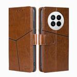 For Huawei Mate 50 Geometric Stitching Leather Phone Case(Light Brown)