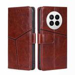 For Huawei Mate 50 Geometric Stitching Leather Phone Case(Dark Brown)