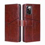 For ZTE Blade A72 5G Geometric Stitching Leather Phone Case(Dark Brown)