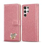 For Samsung Galaxy S22+ 5G Glitter Powder Love Leather Phone Case(Rose Red)