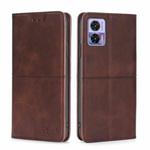 For Motorola Edge 30 Neo Cow Texture Magnetic Horizontal Flip Leather Phone Case(Dark Brown)