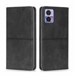 For Motorola Edge 30 Neo Cow Texture Magnetic Horizontal Flip Leather Phone Case(Black)