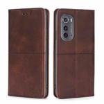 For Motorola Edge 2022 Cow Texture Magnetic Horizontal Flip Leather Phone Case(Dark Brown)