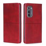 For Motorola Edge 2022 Cow Texture Magnetic Horizontal Flip Leather Phone Case(Red)