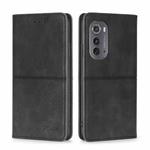 For Motorola Edge 2022 Cow Texture Magnetic Horizontal Flip Leather Phone Case(Black)