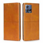 For Motorola Edge S30 Pro 5G/Edge 30 Fusion Cow Texture Magnetic Horizontal Flip Leather Phone Case(Light Brown)