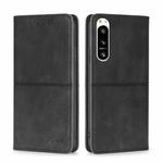 For Sony Xperia 5 IV Cow Texture Magnetic Horizontal Flip Leather Phone Case(Black)