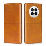 For Huawei Mate 50 Cow Texture Magnetic Horizontal Flip Leather Phone Case(Light Brown)