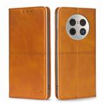 For Huawei Mate 50 Pro Cow Texture Magnetic Horizontal Flip Leather Phone Case(Light Brown)