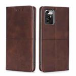 For ZTE Blade A72 5G Cow Texture Magnetic Horizontal Flip Leather Phone Case(Dark Brown)