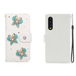 For Huawei P30 Horizontal Flip Solid Color Rhinestones Leather Case with Card Slot & Wallet & Holder(Three Butterflies)