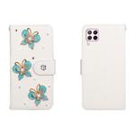 For Huawei P40 Lite Horizontal Flip Solid Color Rhinestones Leather Case with Card Slot & Wallet & Holder(Three Butterflies)