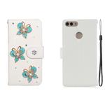 For Huawei P smart (2020) Horizontal Flip Solid Color Rhinestones Leather Case with Card Slot & Wallet & Holder(Three Butterflies)