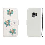 For Galaxy S9 Horizontal Flip Solid Color Rhinestones Leather Case with Card Slot & Wallet & Holder(Three Butterflies)