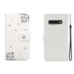 For Galaxy S10 Horizontal Flip Solid Color Rhinestones Leather Case with Card Slot & Wallet & Holder(Diagonal Flower)