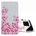 For Galaxy S20 Ultra 3D Pattern Magnetic Suction Horizontal Flip Leather Case with Holder & Card Slots & Wallet & Photo Holder(Cherry Blossoms)