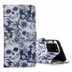 For Galaxy S20 Ultra 3D Pattern Magnetic Suction Horizontal Flip Leather Case with Holder & Card Slots & Wallet & Photo Holder(Skull Flower)