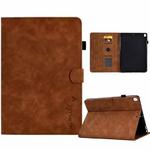 For iPad 10.2 / Air 10.5 2019 Embossed Smile Flip Tablet Leather Smart Case(Brown)