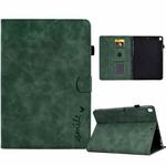 For iPad 10.2 / Air 10.5 2019 Embossed Smile Flip Tablet Leather Smart Case(Green)