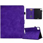 For iPad Air 2022 / 2020 10.9 Embossed Smile Flip Tablet Leather Smart Case(Purple)